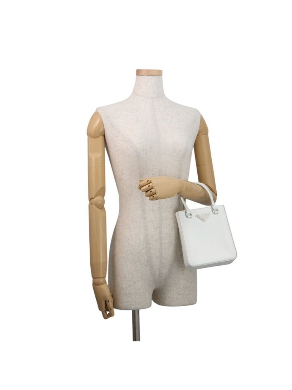Prada Handbag Spazzolato Small Triangle Logo Leather 2-Way Shoulder White - Picture 4 of 10
